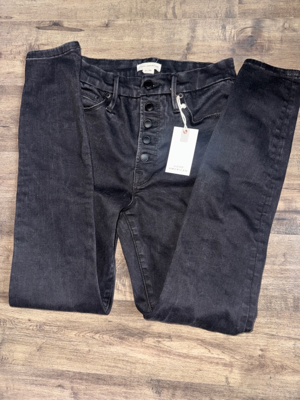 Good American Compression Skinny Jeans Black Sz 2/26 NWT Sold Out Khloe K - Picture 3 of 10